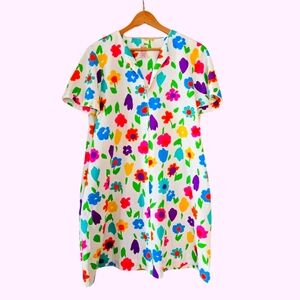 Colorful Vintage Floral House Dress (L)
